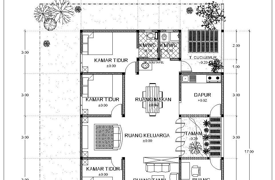 Dharma Aji Contoh Denah Rumah dengan Luas bangunan 100 m2