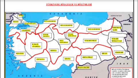 Türkiyede Bölgeler ve Bölümler , Kırık Dağları , Volkanik Dağları,Ovaları, Akarsuları Harita  Ücretsiz Pdf İndir