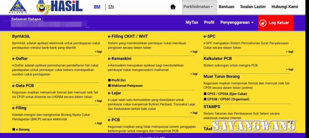 cara isi e filing lhdn 2017