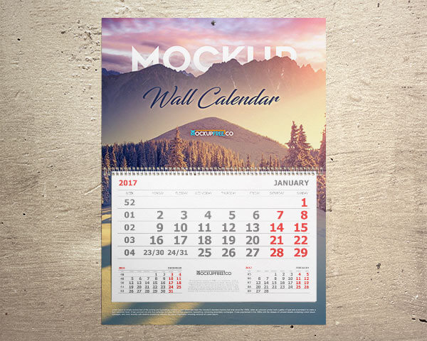 Mockup PSD Kalender 2019 Terbaru - Wall & Desk Calendar Mockups | 5 PSD Mockup Files