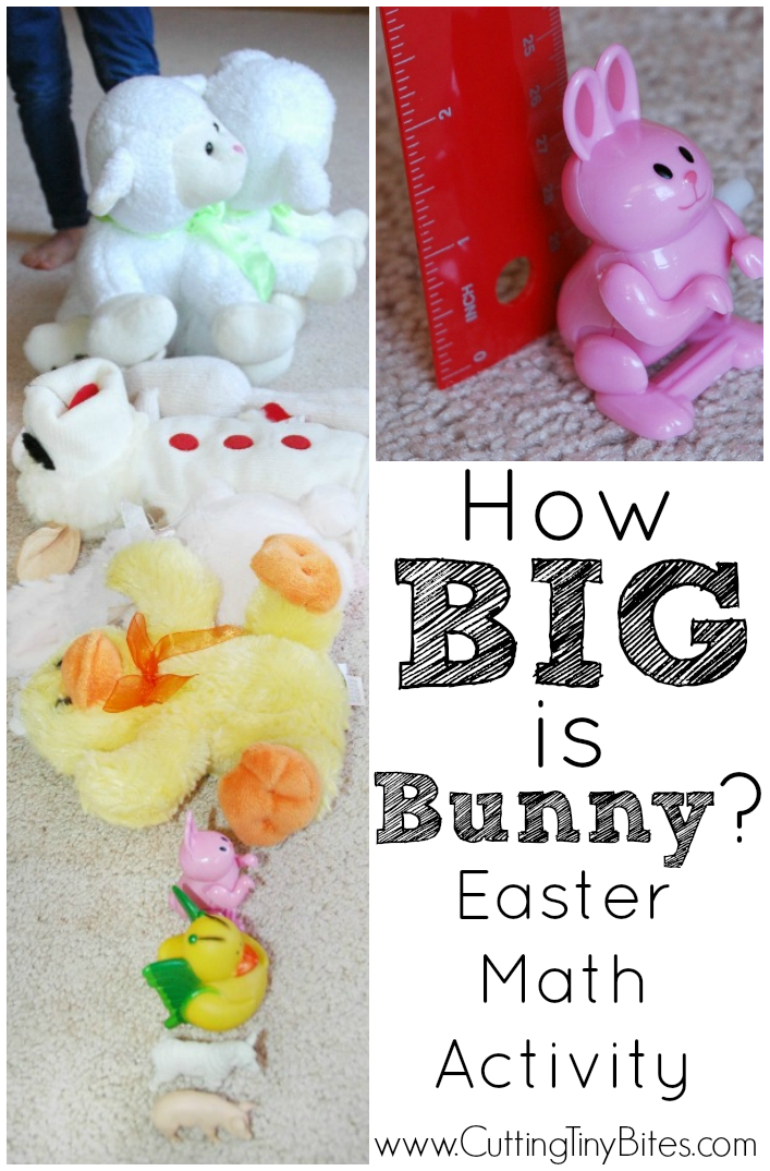 Easter math activity for kids. Toddlers preschoolers, or early elementary children will enjoy size sequencing and measuring.