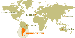 Ubicación de Argentina en el mundo
