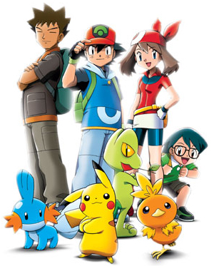Dibujo de Pokémon con Ash y sus amigos