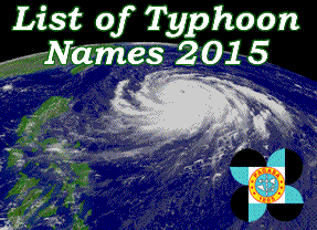 List of Typhoon Names 2015 Issued by PAGASA