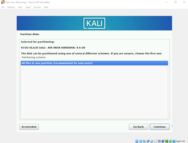 Cara Install Kali Linux di VirtualBox - Partition disks