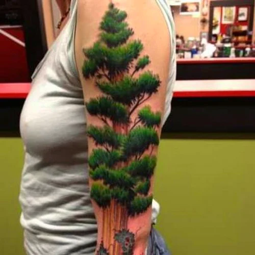 3D Pine Tatuagem Árvore