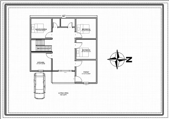 East Facing 40X40 House Plan per Vastu-Hindi
