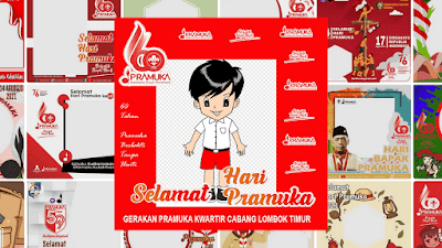 design tema, logo, stiker, background dan bingkai foto twibbon hari pramuka 2021