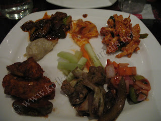Kimchi, Hot Basil Cottage Cheese, Pickled Cucumber, Dimsum, Crispy Vegetable Konjeenaro, Mixed Vegetables in a Chilli Soya, There Treasure and other starters in Haka