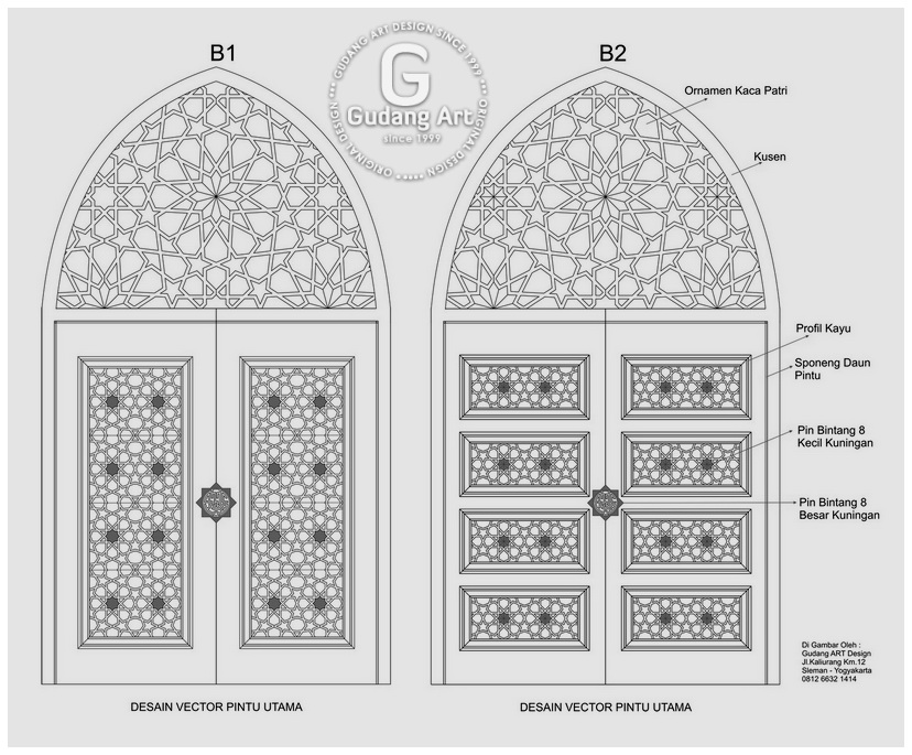 Motif Desain Ornamen  Pintu  Masjid Tembaga Kuningan Gudang 