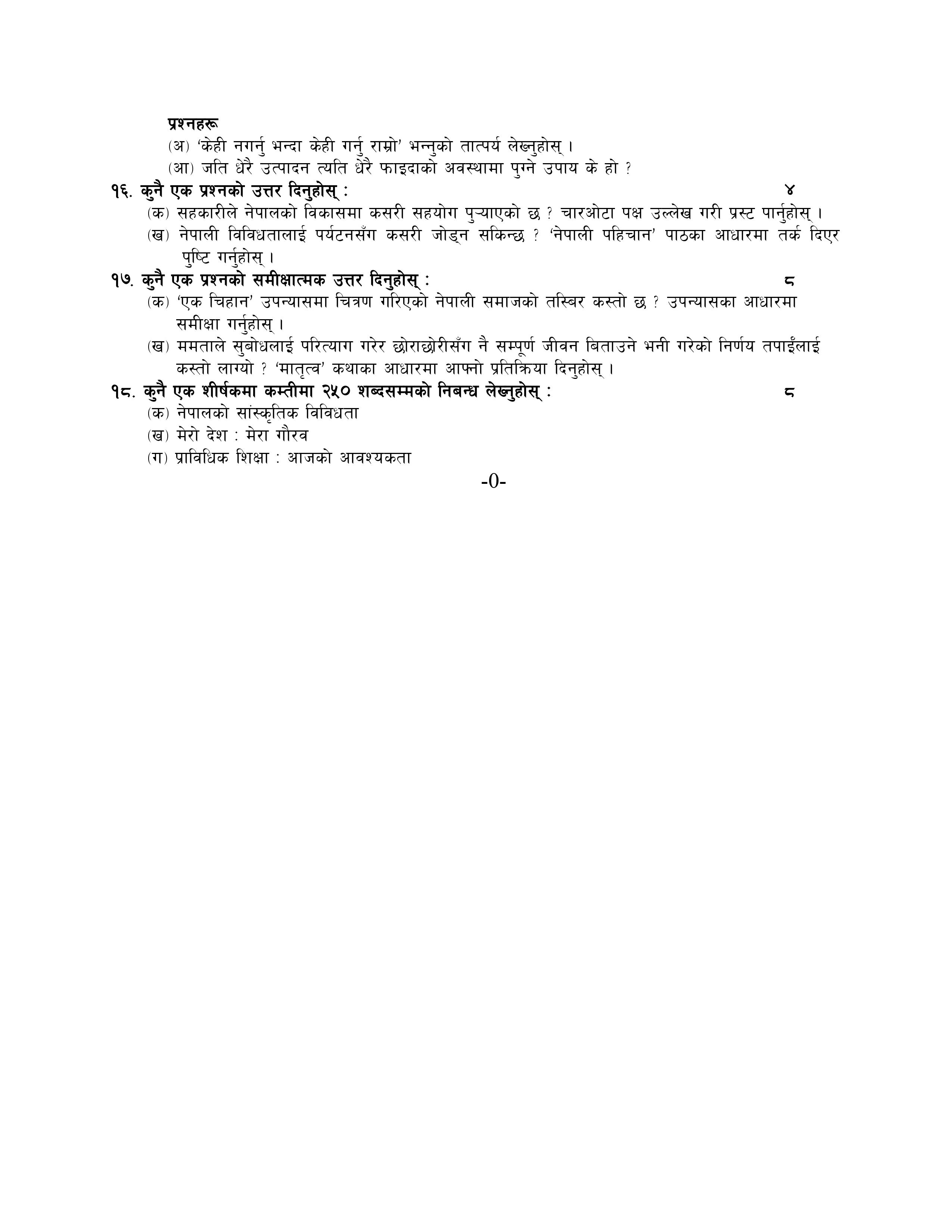 Com. Nepali Model Question: NEB Class 12 Board Exam 2079/80