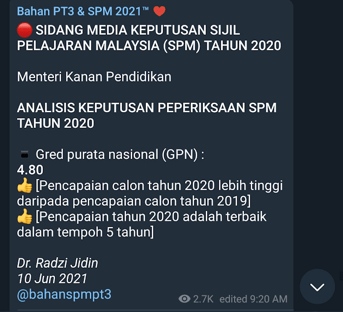 SPM 2020 Pencapaian Terbaik Dalam Tempoh 5 Tahun 