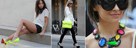 neon shoes, neon bag, neon necklace, neon accessories