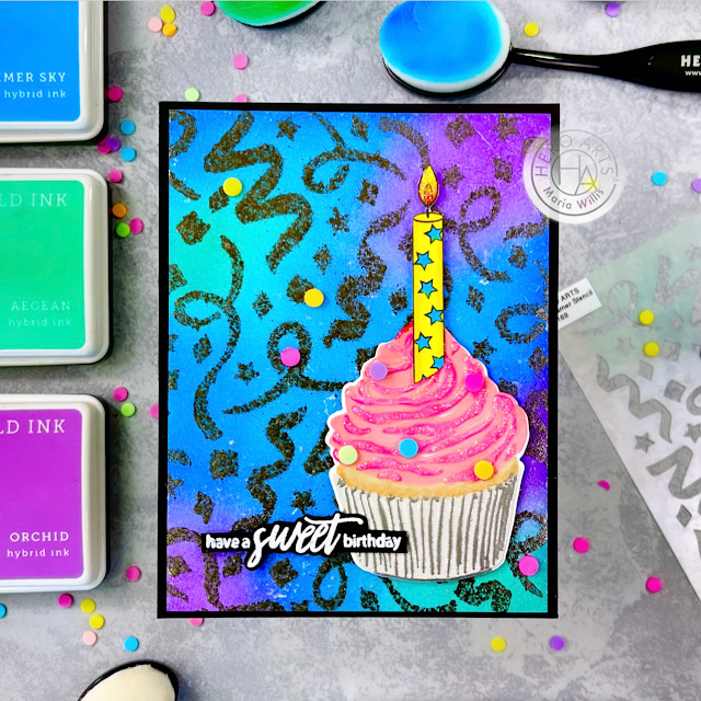 Cardbomb, Maria Willis Hero Arts, My Monthly Hero Kit June 2021, Video, video tutorial,#shaker card, cards, cardmaking, ink blending, paper craft, art, diy, handmade, copic coloring, birthday,die cutting,