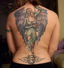 Angel Tattoo On Women Back