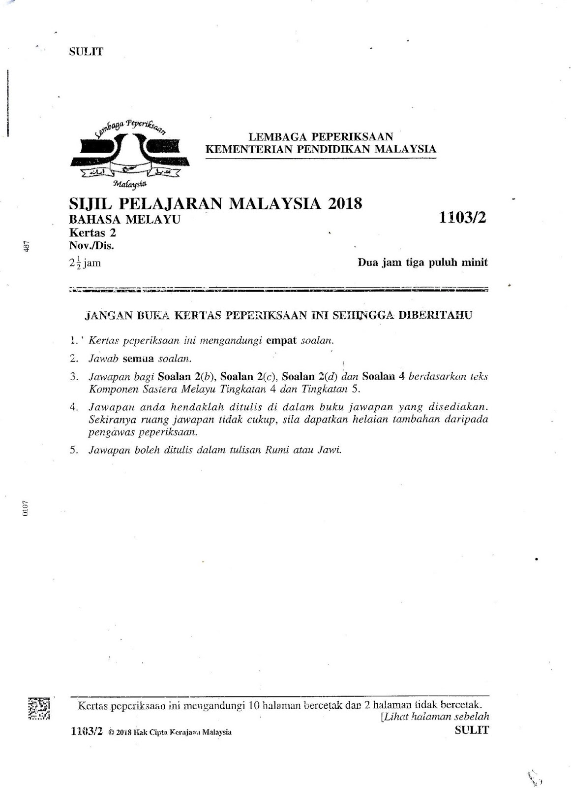 Sejarah Kertas 2 Spm 2018