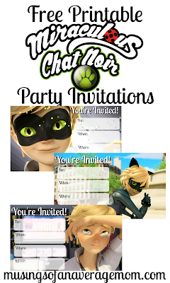 Miraculous cat noir invitations