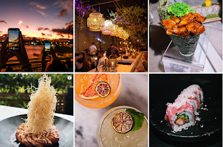 Reel de Instagram de Noma Sushi mostrando un atardecer, distintos platos de sushi en donde se nota el detalle y dedicación de cada pieza.