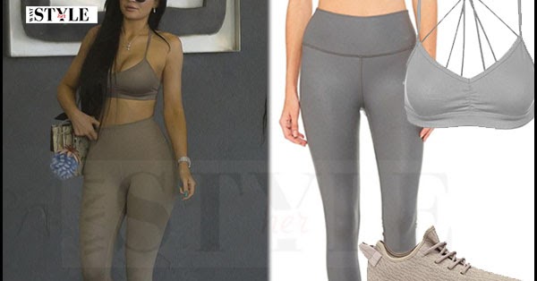 Kylie Jenner in grey sports bra and grey leggings at Canoga Park on