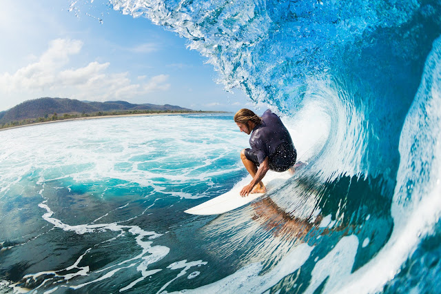 Surfing Action in Ocean