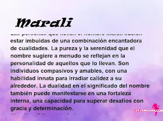 ▷ Significado del nombre Marali