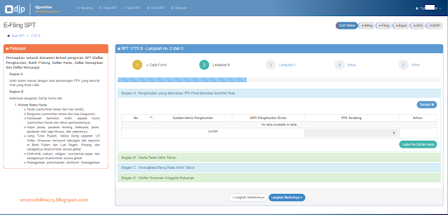 Pengisian Data di Lampiran II DJP Online
