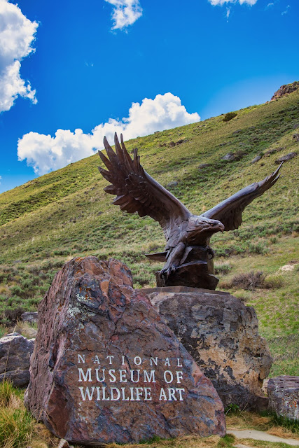 Bald Eagle and sign Sculpture National Museum of Wildlife Art Jackson Wyoming Grand Tetons National Park