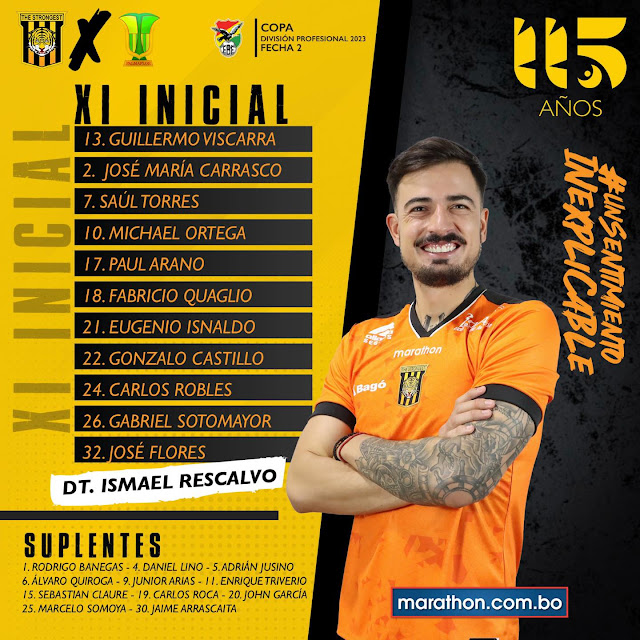 Alineaciones de The Strongest vs Palmaflor