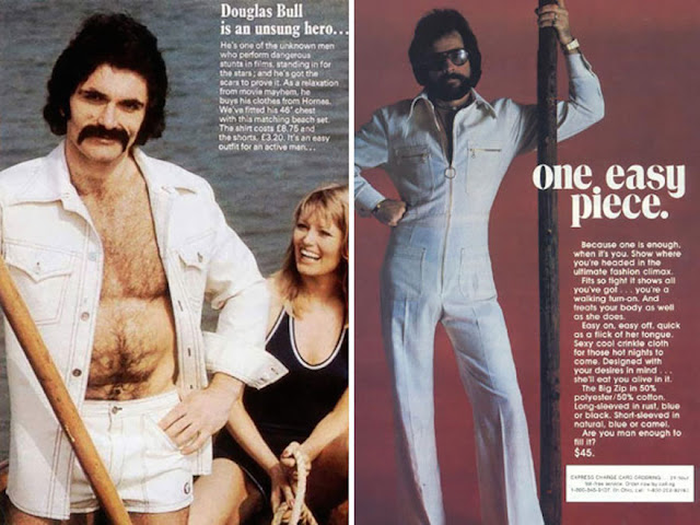 Divertidas fotos lembram anúncios de roupas masculinas dos anos 70