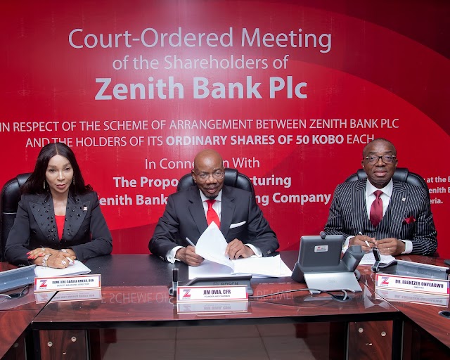 ZENITH BANK POISED FOR GROWTH AS SHAREHOLDERS APPROVE HOLDCO STRUCTURE