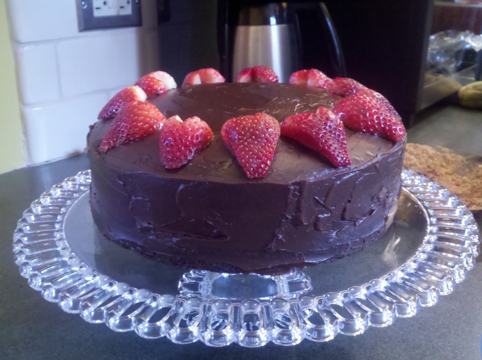 chocolate cake with chocolate frosting and strawberries Relish