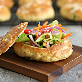 Herbed Salted Pretzel Bread Salad Bowls