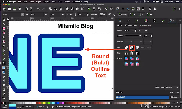 Cara membuat outline text di inkscape, membuat stroke atau garis tepi pada teks di inkscape