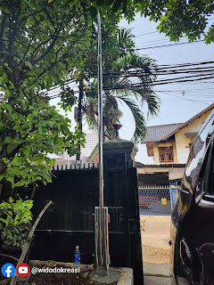 Tiang Bendera Stainless terpasang di Rumah Bpk Lutfi di Jaka Sempurna Bekasi