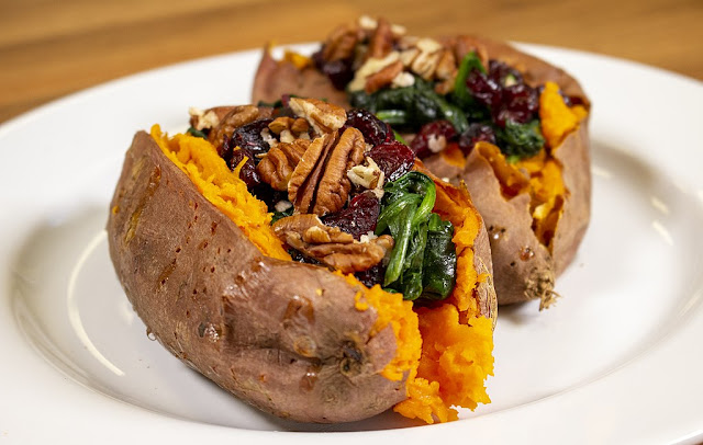 Cranberry Spinach Sweet Potatoes