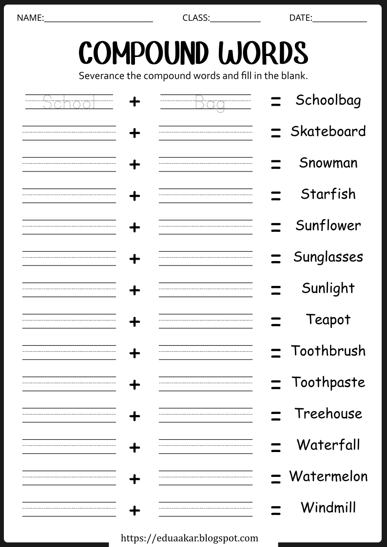 Compound Words Worksheets