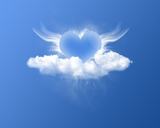 Blue Heart with Wings Wallpaper