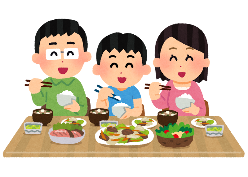 楽しそうに食事をする家族のイラスト かわいいフリー素材集 いらすとや