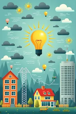 Illustration of saving energy and power