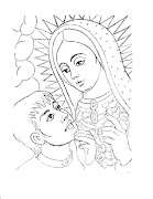 Dibujo de Virgen de Guadalupe y Juan Diego para colorear