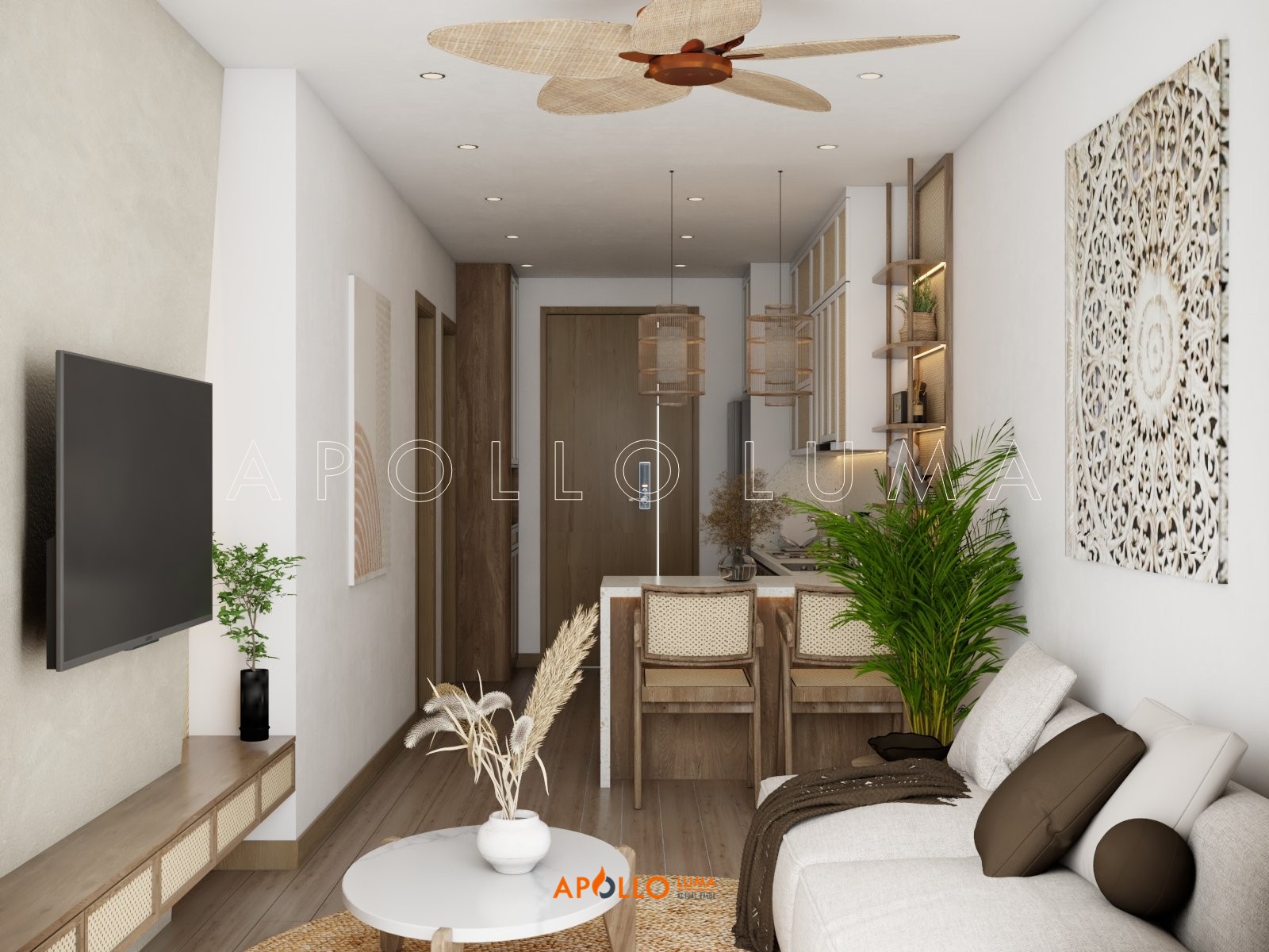 Thiết kế nội thất căn hộ 37m2 Vinhomes Smart City phong cách Tropical Style