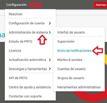 PRTG: Configurar notificaciones