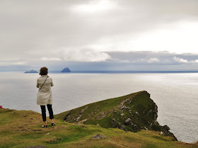 View of Skellig Michael from the cliffs of Kerry along the Skellig Ring Road, Cahersiveen, Ireland