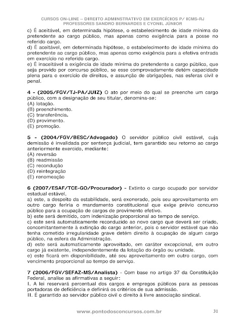 QUESTÕES DE DIREITO ADMINISTRATIVO PDF