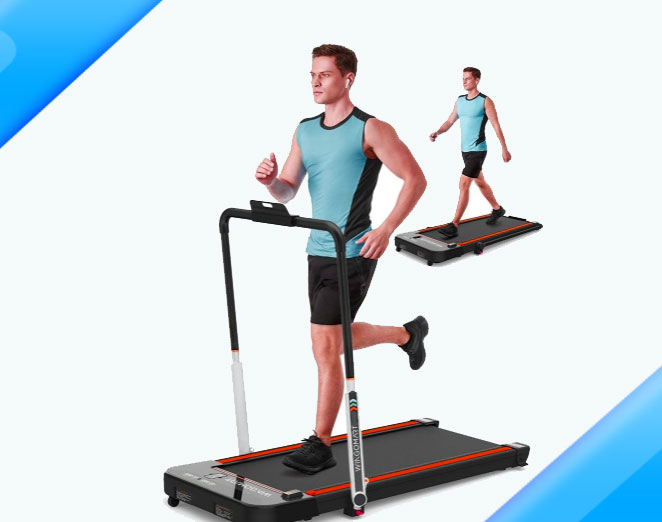 WINGOMART 2.5HP 2 in 1 Folding Under Desk Treadmill & Walking pad Folding Walking Jogging Machine UP to 12KM/H for Hom