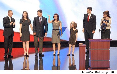 It also shows hot mom Sarah Palin walking around in running shorts 