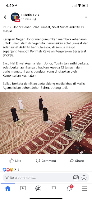 PKPB : Johor Benar Solat Jumaat, Solat Sunat Aidilfitri Di 