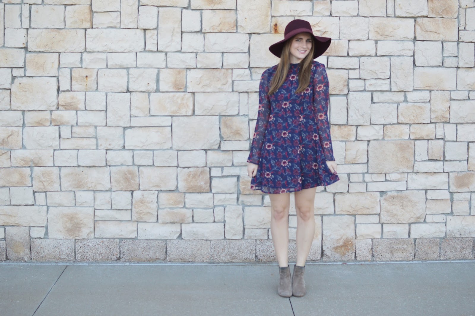 cute floral dress for fall | fall dresses | cute dresses to wear this fall | 2016 fall trends |  dresses with booties for fall | a memory of us 