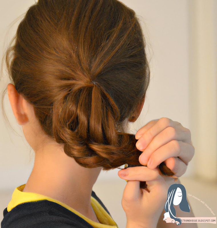 Twisted Ponytail: Gathering all the hair into a low ponytail and twisting it around the hair tie