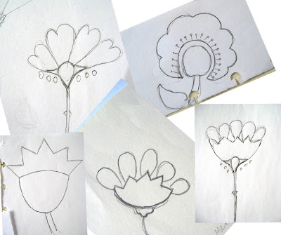 flower drawings for Bramble Blooms quilt-along